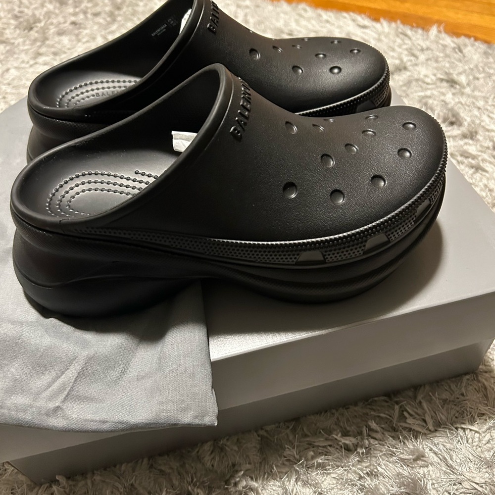 Balenciaga black crocs